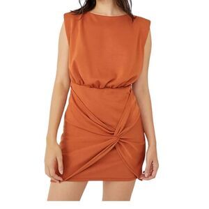 FREE PEOPLE Burnt Orange Runaway Knit Mini Dress. Size Small